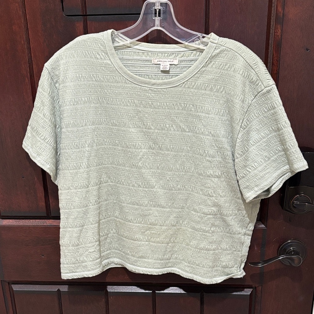 American Eagle Outfitters Textured Light Green Blouse XL